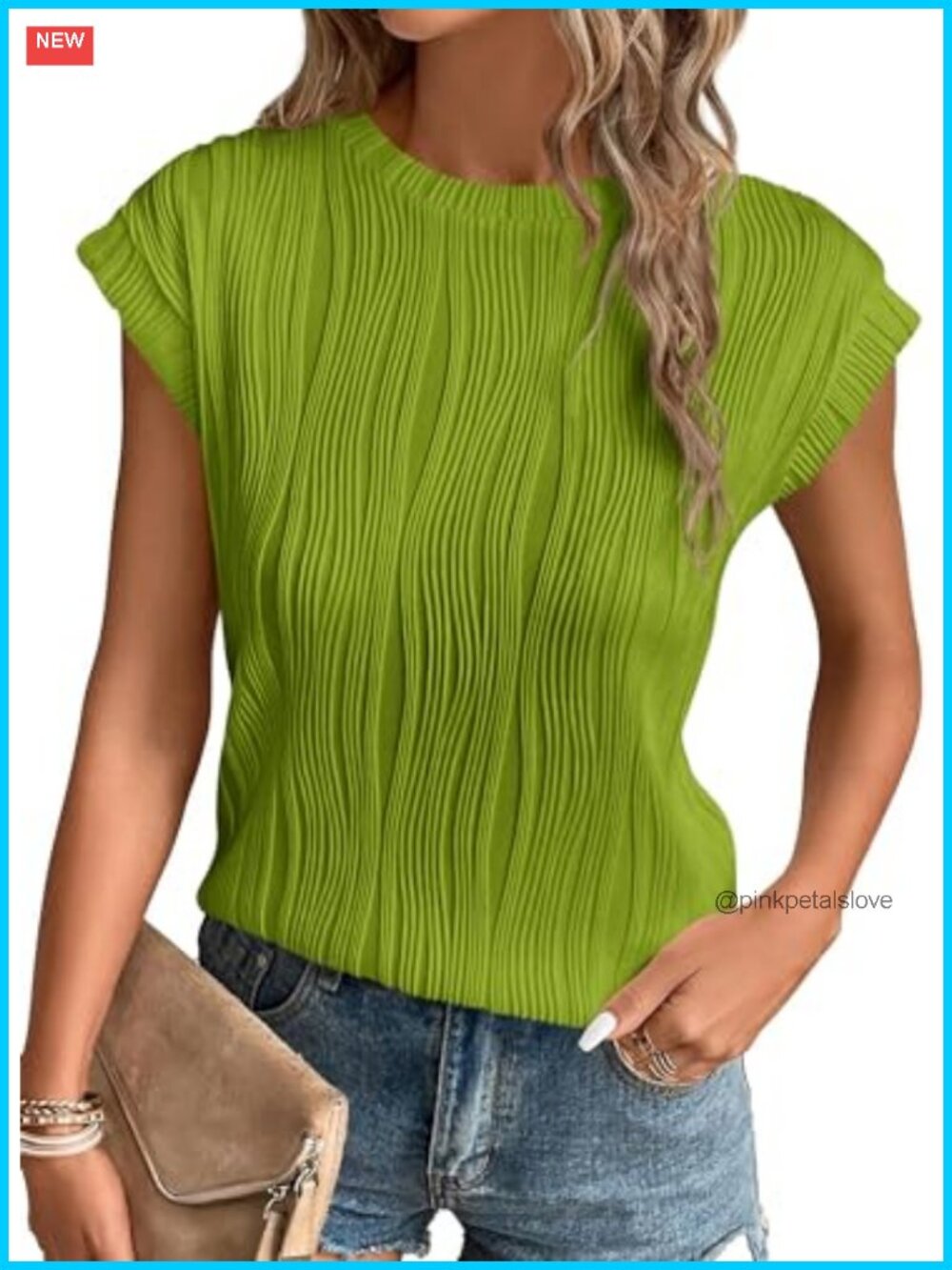 Textured Cap Sleeve Women's Summer T-Shirt